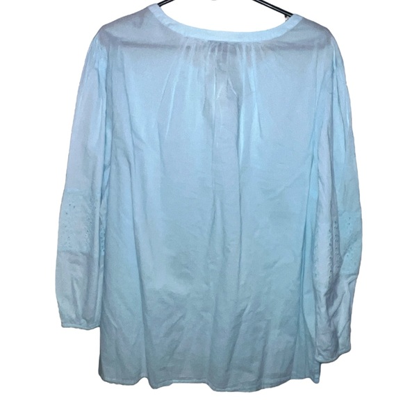 LANE BRYANT | NWT BLUE EYELET KEYHOLE NECK BLOUSE - Picture 3 of 9